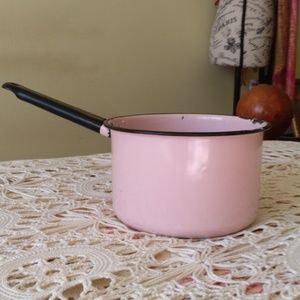 Pink Vtg MCM Enamel Saucepan